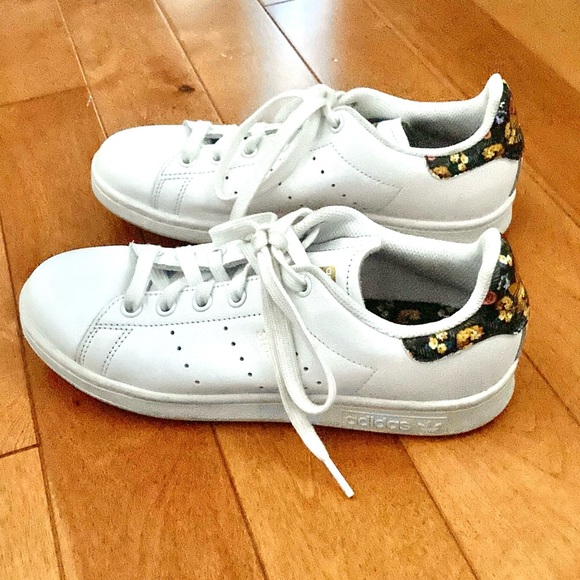 Adidas Stan Smith Floral White/Gold Sneakers Size 6 - Picture 7 of 16